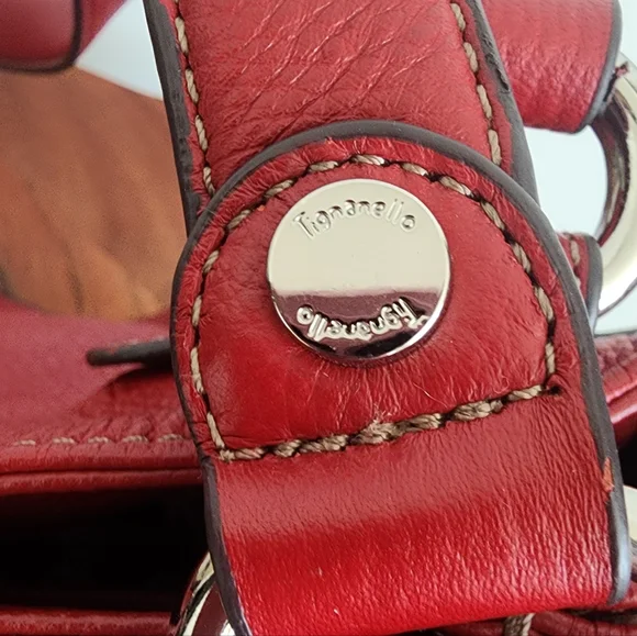 Tignanello Red Pebbled Leather Tote Shoulder Bag Silver Hardware Excellent Cond - Picture 13 of 13